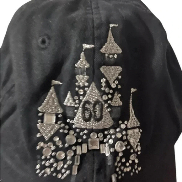 Disneyland 60th Anniversary Rhinestone Embellished Adjustable Black Hat  - Picture 9 of 10
